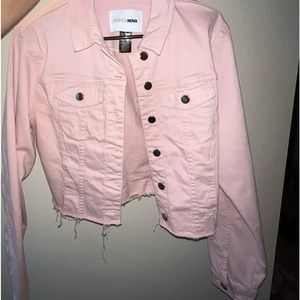 FashionNova light pink jean jacket